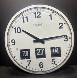 Jadco Teltime Large Wall Analogue automatic perpetual calendar Clock tested Work